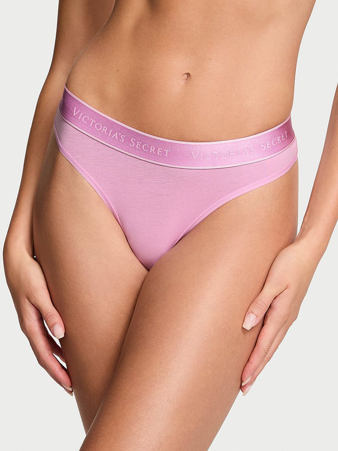 vs Cotton Logo Cotton Thong Panty Bikini Pink 2 of 2 