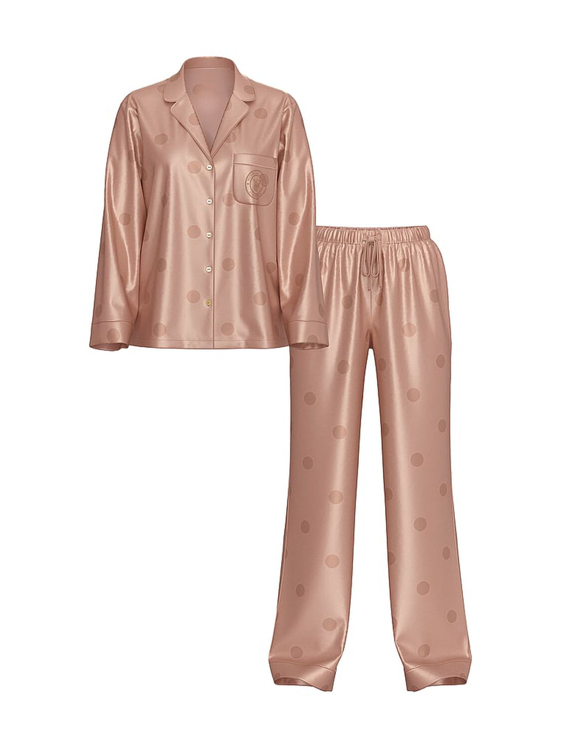 vs Victoria's Secret Glazed Satin Long Pajama Set Evening Blush 3 of 4 