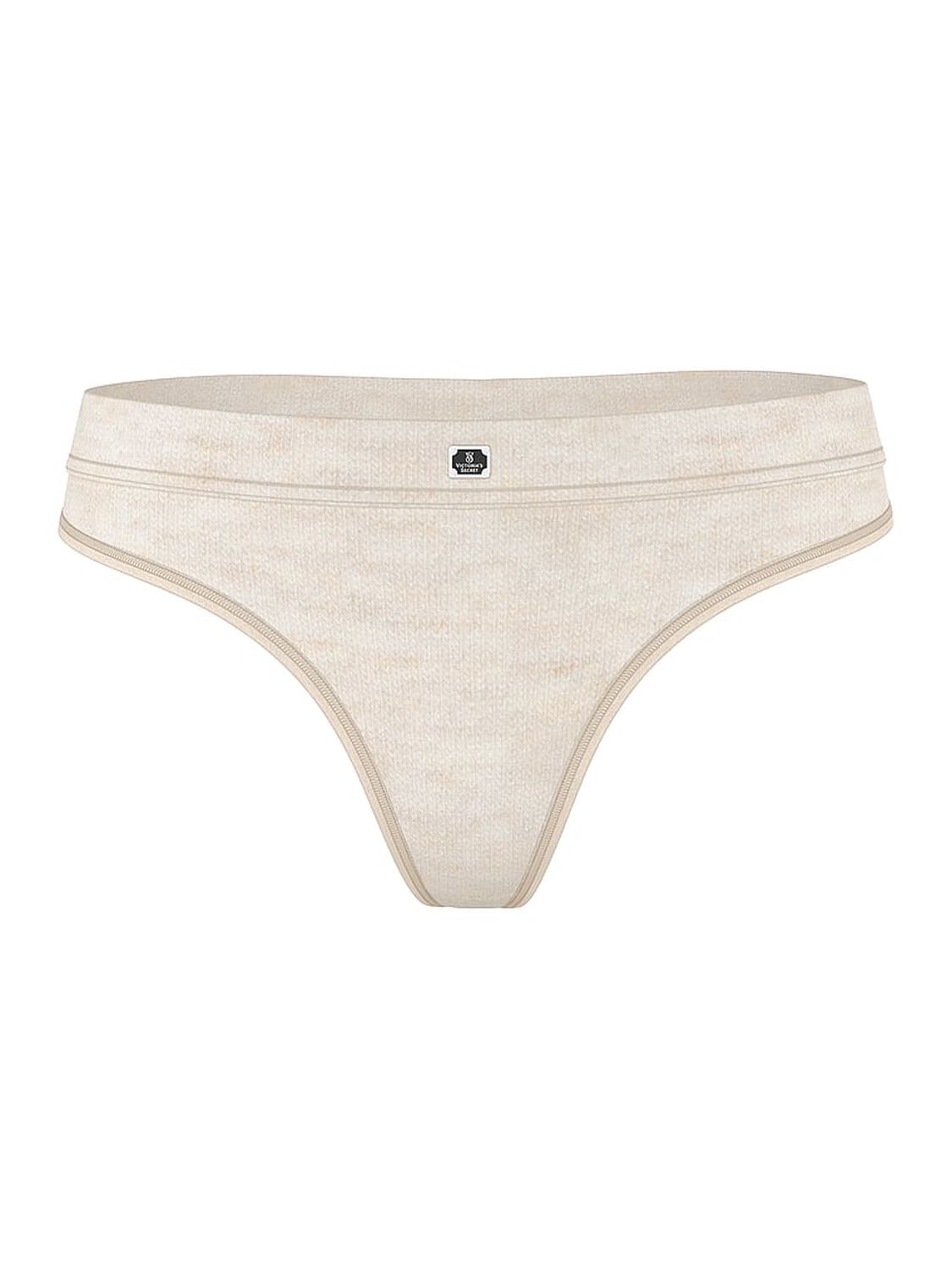 vs Cotton Logo Cotton Thong Panty Heather Natural 2 of 4 