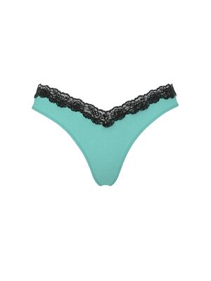 Lace-Trim High-Leg Thong Panty