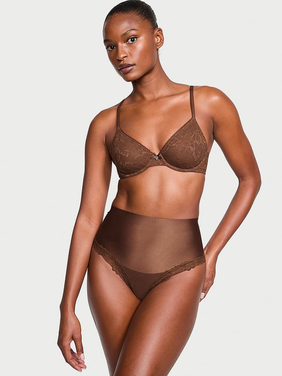 vs Body By Victoria Invisible Lift Unlined Lace Demi Bra Mousse 3 of 4 