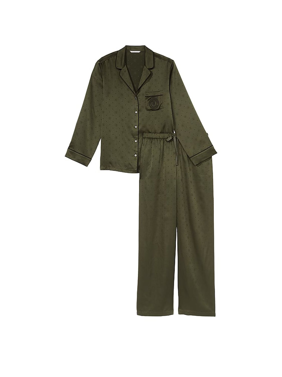 vs Victoria's Secret Satin Long Pajama Set Casual Olive 3 of 4 