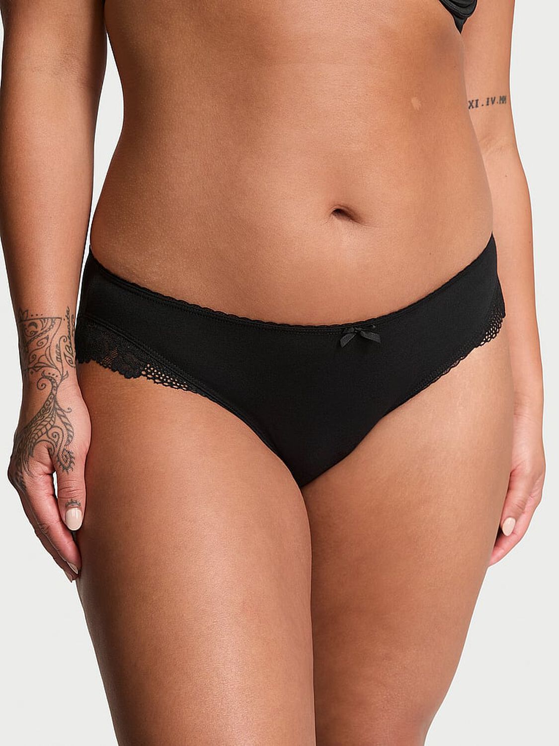 vs Victoria's Secret Stretch Cotton Lace-Trim Bikini Panty 1 of 3 