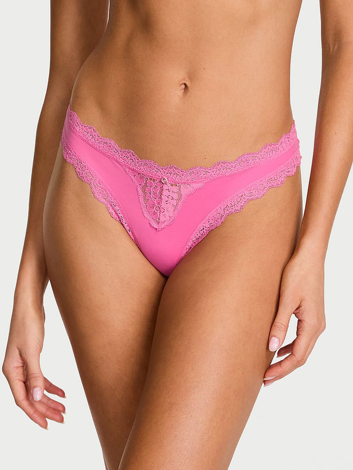 vs Dream Angels Lace-Trim Thong Panty Rose Garden 1 of 4 