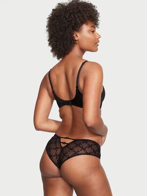 Flocked Logo Mesh Cheeky Panty