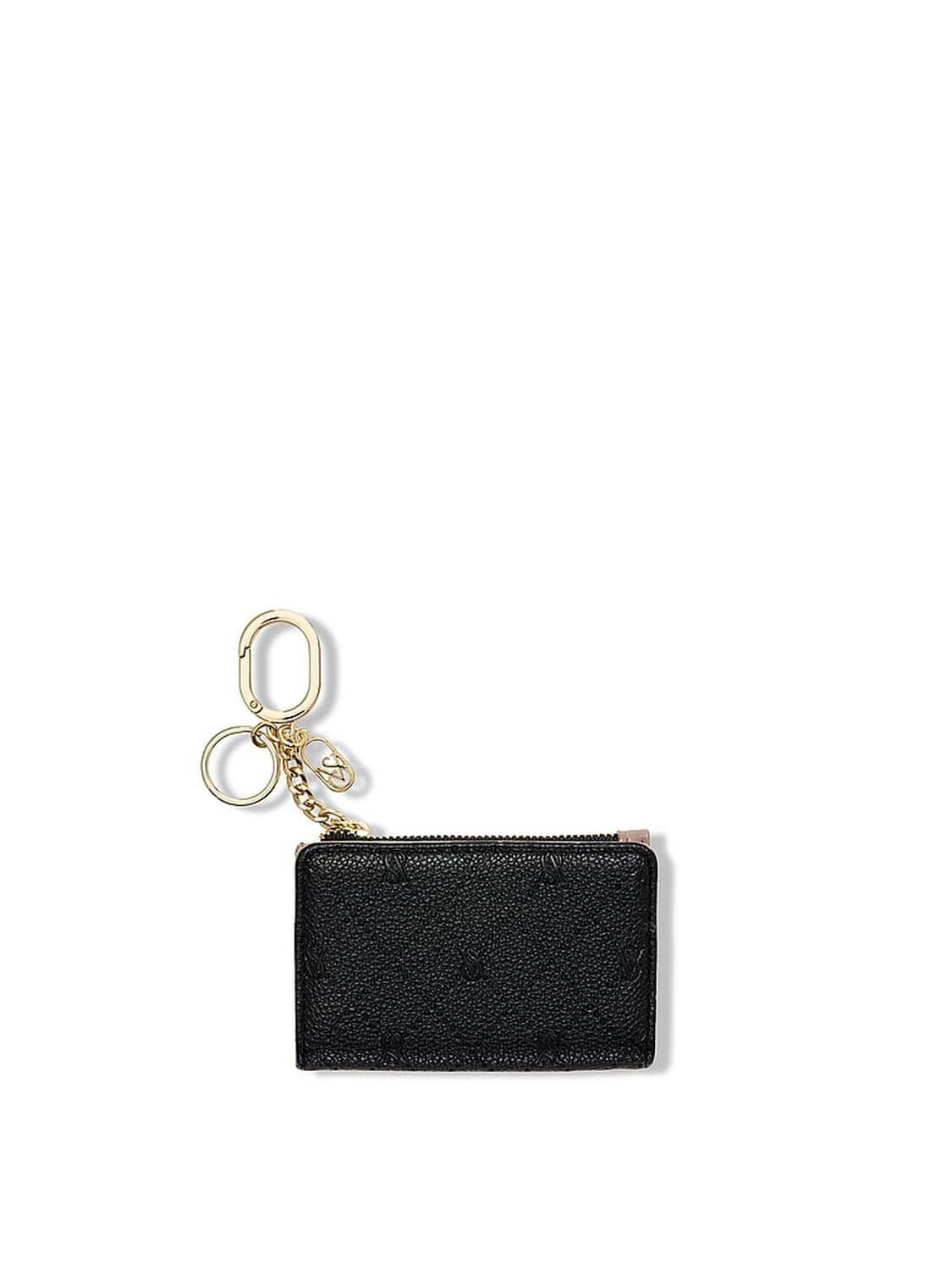 vs Victoria's Secret Foldover Card Case Keychain Black Debossed 1 of 2 