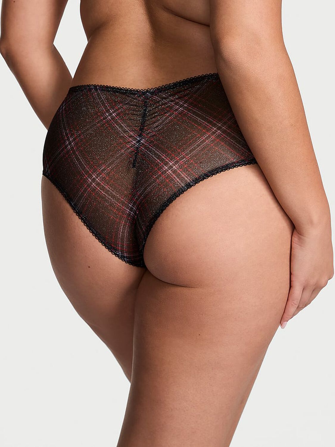 vs The Lacie Shimmer Mesh Cheeky Panty Black Plaid 2 of 3 