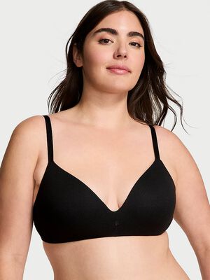 Lightly Lined Wireless Ribbed Cotton Bra