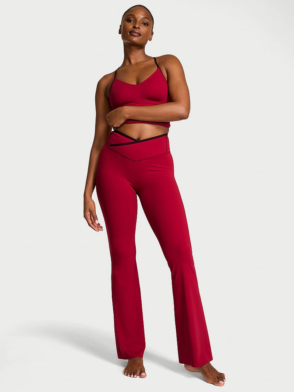 vs Vsx VSX Elevate™ Tipped & Accented Crossover Flare Legging Red Lacquer 1 of 3 