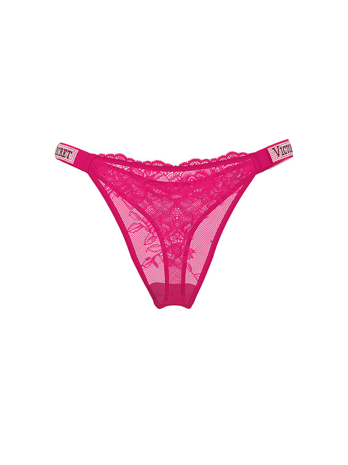 vs Very Sexy Shine Strap Lace Thong Panty Pop Pink 3 of 3 