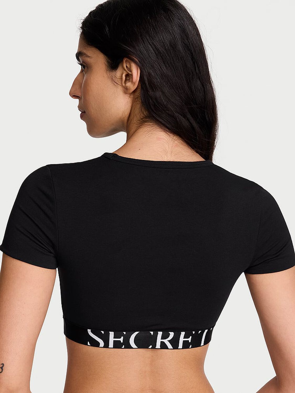vs The T-Shirt Cotton Short-Sleeve Bralette Crop Top Black 2 of 4 