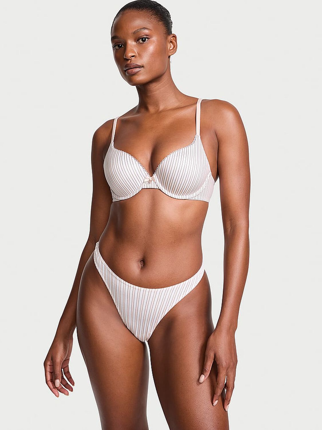 vs Body By Victoria Perfect Shape Push-Up Smooth Bra Pink Stripes 4 of 4 