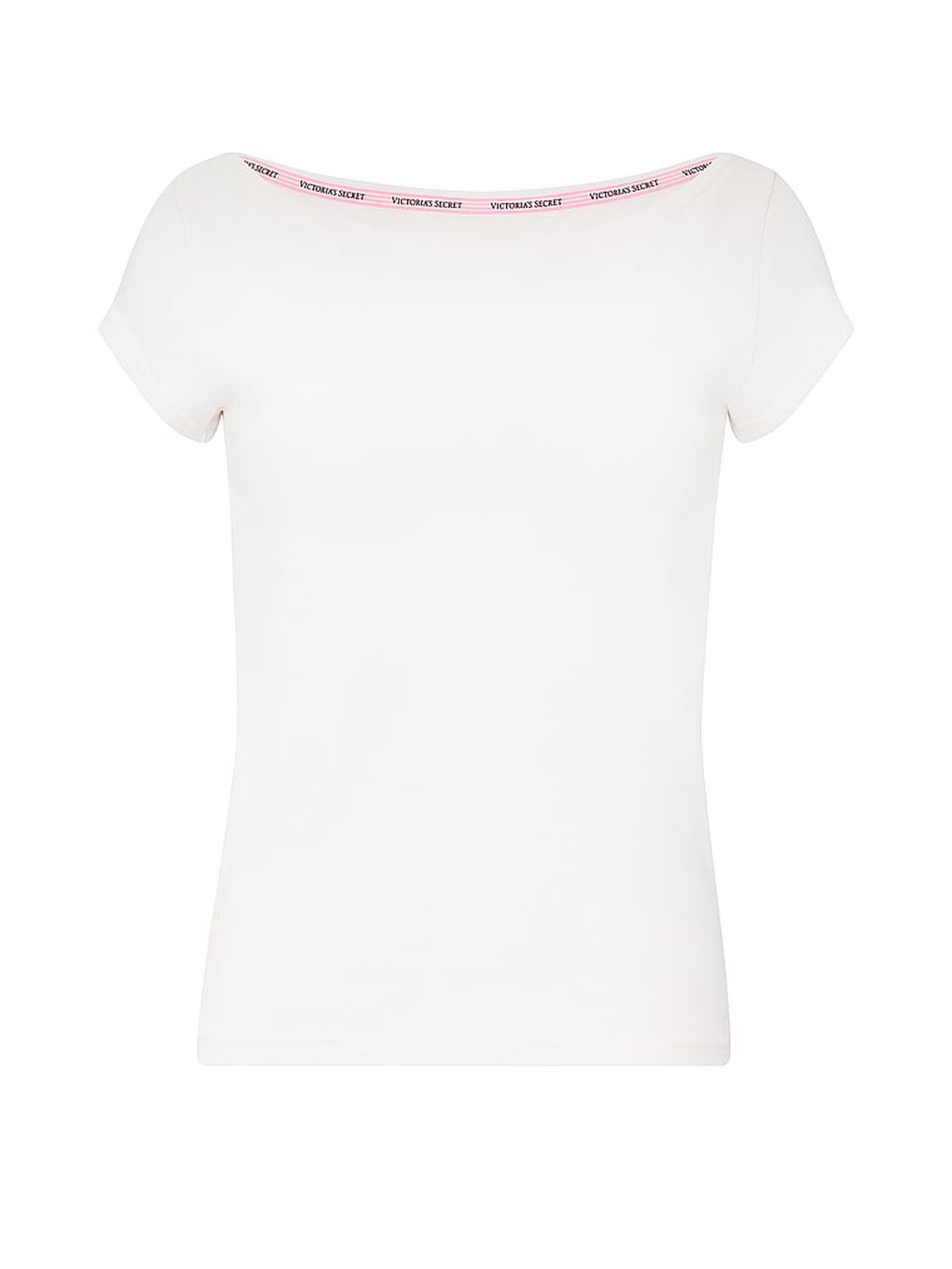 vs Angel Essentials Stretch Cotton Fitted Boatneck Tee Coconut White 3 of 3 
