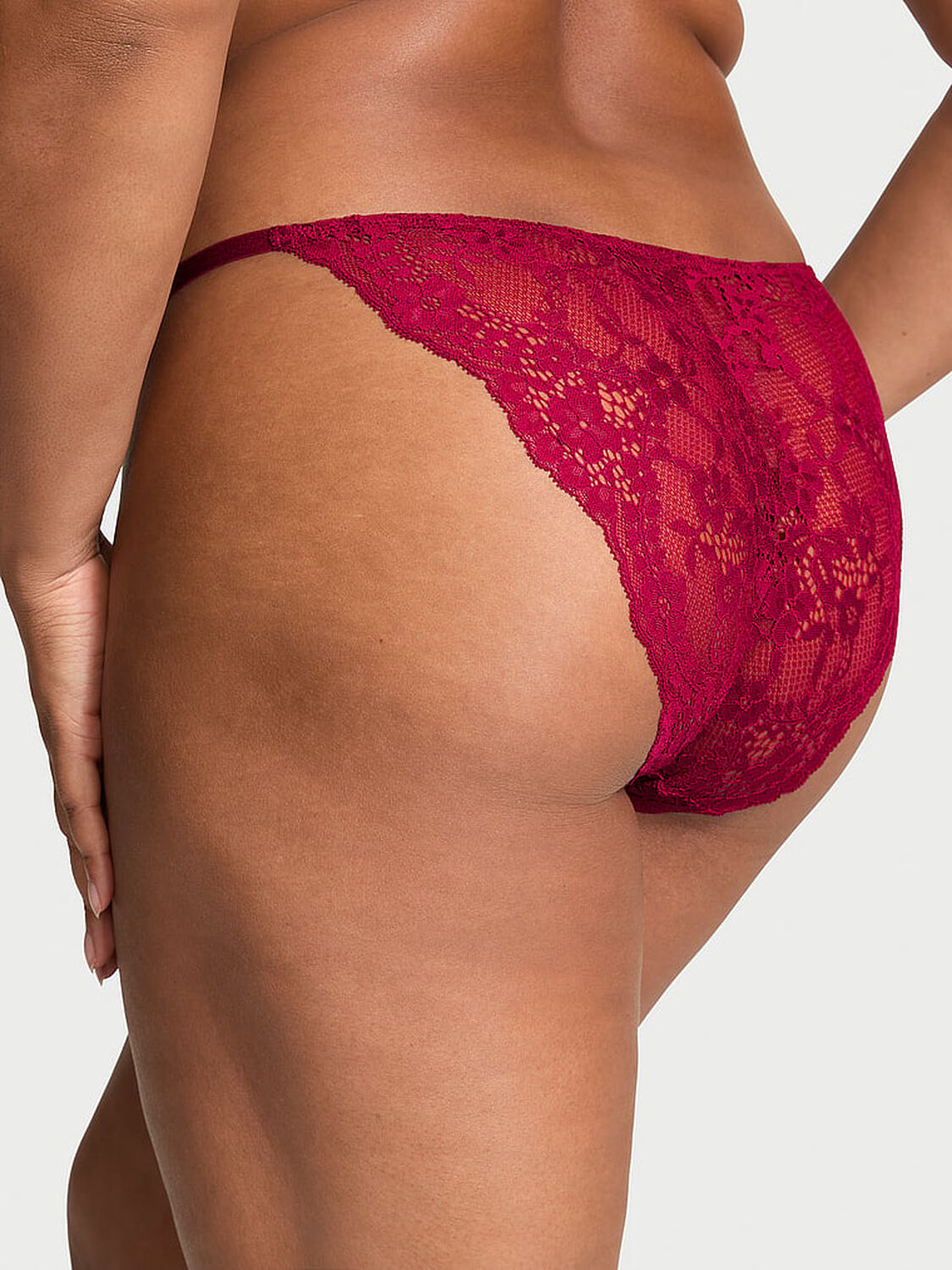 vs Dream Angels Lace Adjustable String Bikini Panty Campari Red 2 of 3 
