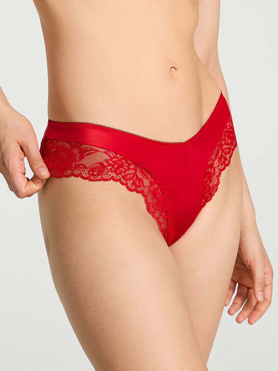 vs Very Sexy Rose Lace-Trim High-Leg Cheeky Panty 1 of 3 