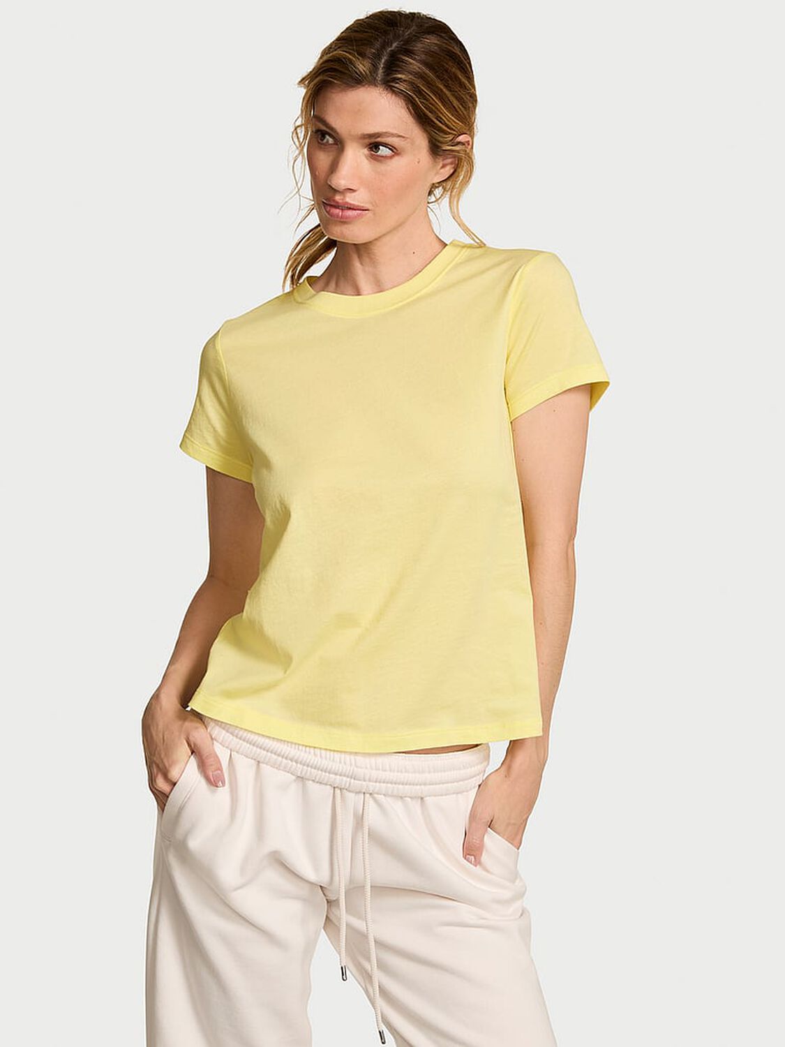 vs Victoria's Secret Mix & Match Sleep Perfect Cotton Tee Lemonade 1 of 2 
