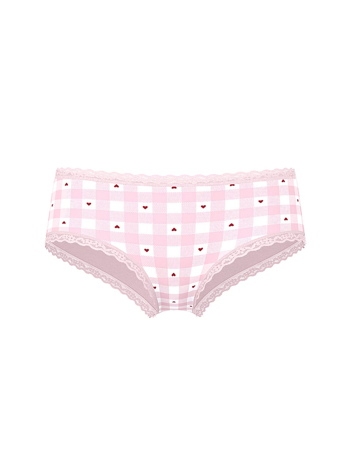 vs Lace Trim Cotton Lace-Waist Cheeky Panty Pretty Blossom Gingham Hearts 3 of 3 