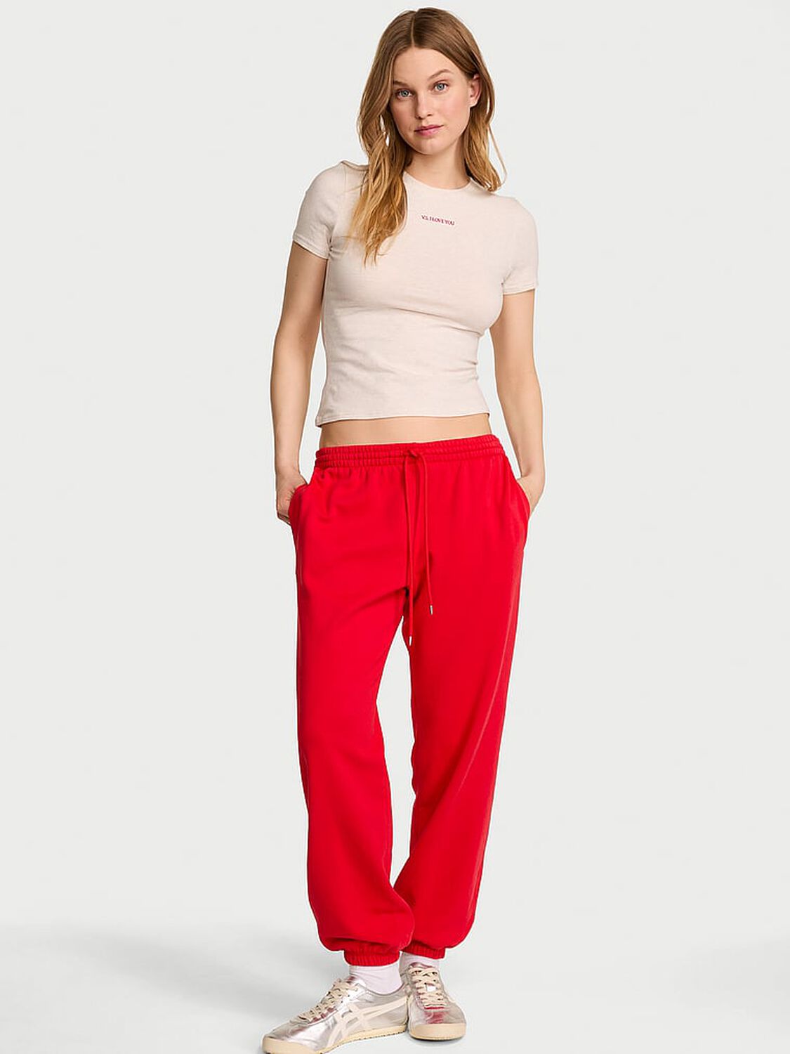 vs Angel Essentials Off-Duty Fleece Jogger Sweatpant Washed Lipstick 1 of 4 