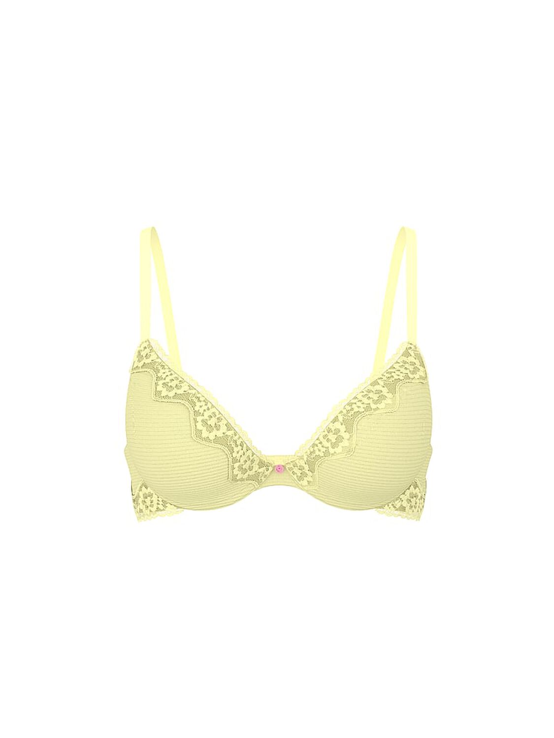 vs The T-Shirt Perfect Shape Cotton Shadow Stripe Lace-Trim Push-Up Bra Lemonade 3 of 4 
