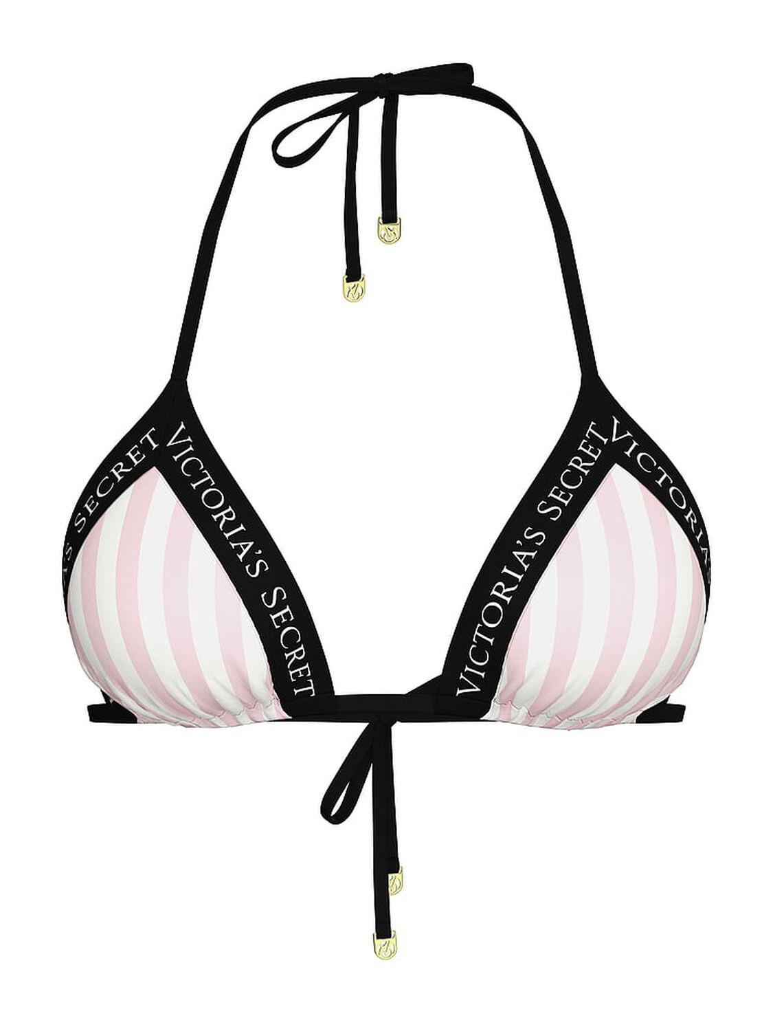 vs Victoria's Secret Swim Iconic Logo Triangle Bikini Top Pink Iconic Stripe 3 of 3