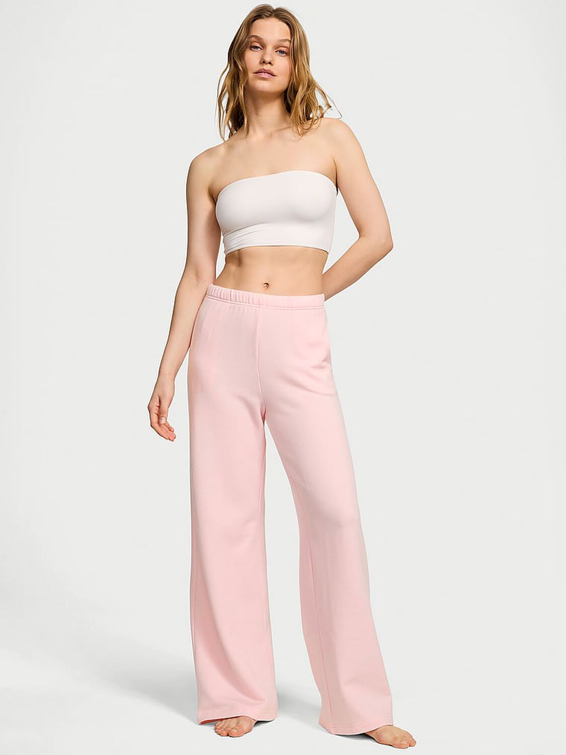 vs Victoria's Secret Brushed Modal Fleece Wide-Leg Lounge Pants Angel Pink 1 of 4 