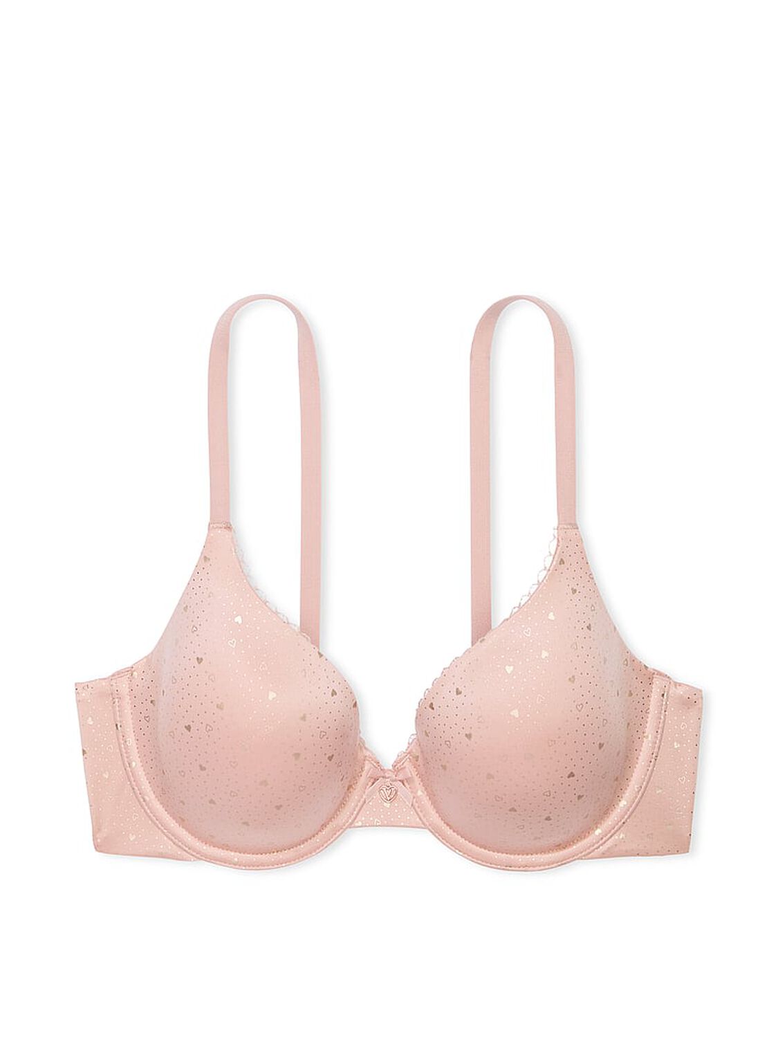 vs Body By Victoria Smooth Lightly Lined Full-Coverage Bra Pink Zinc Hearts 1 of 2 