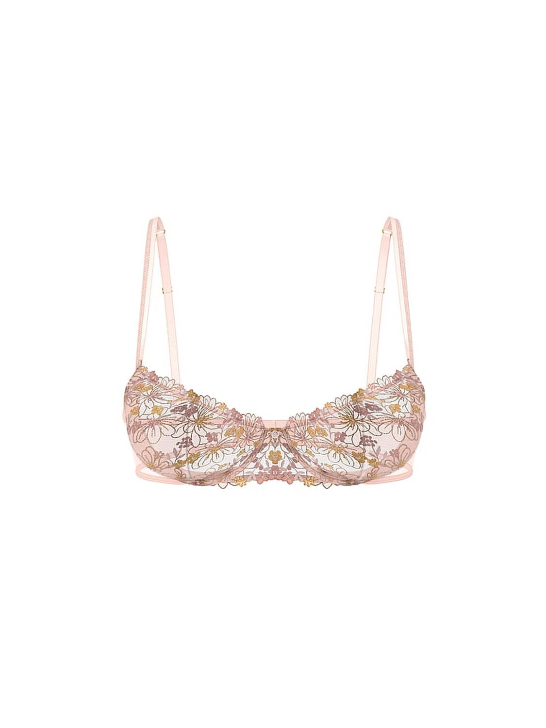 vs Dream Angels Wicked Wildflower Embroidery Unlined Balconette Bra Bare Blooms 3 of 3 