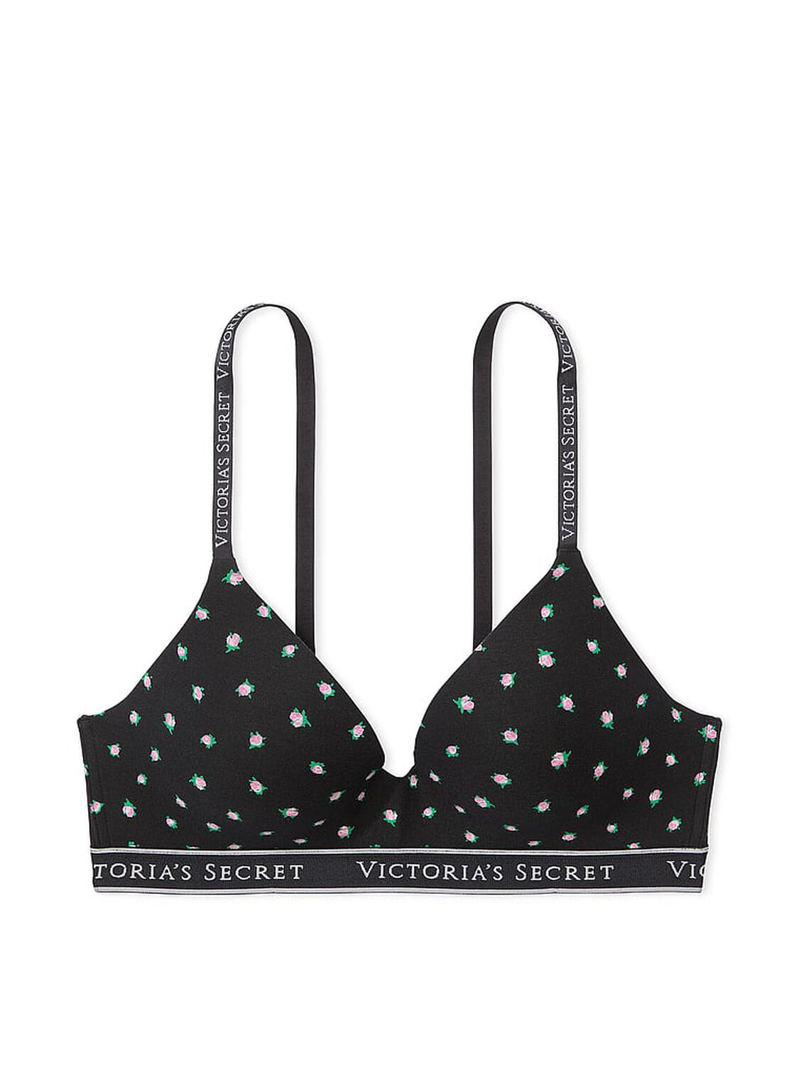 vs The T-Shirt Lightly Lined Wireless Cotton Bra Black Ditsy Floral 2 of 3 