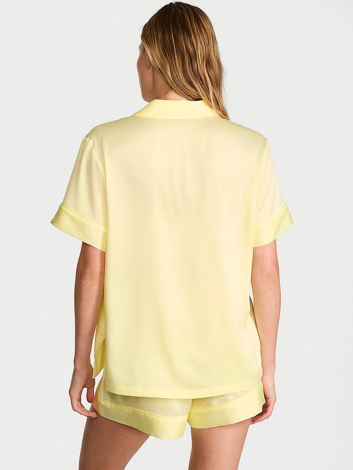 vs Victoria's Secret Signature Satin Short Pajama Set Lemonade 2 of 3 