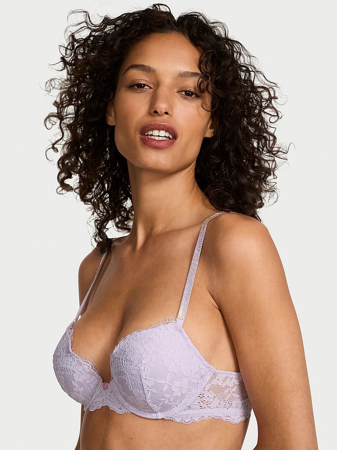 vs Dream Angels Twinkle Strap Lace Push-Up Bra Feather Lilac 1 of 4 