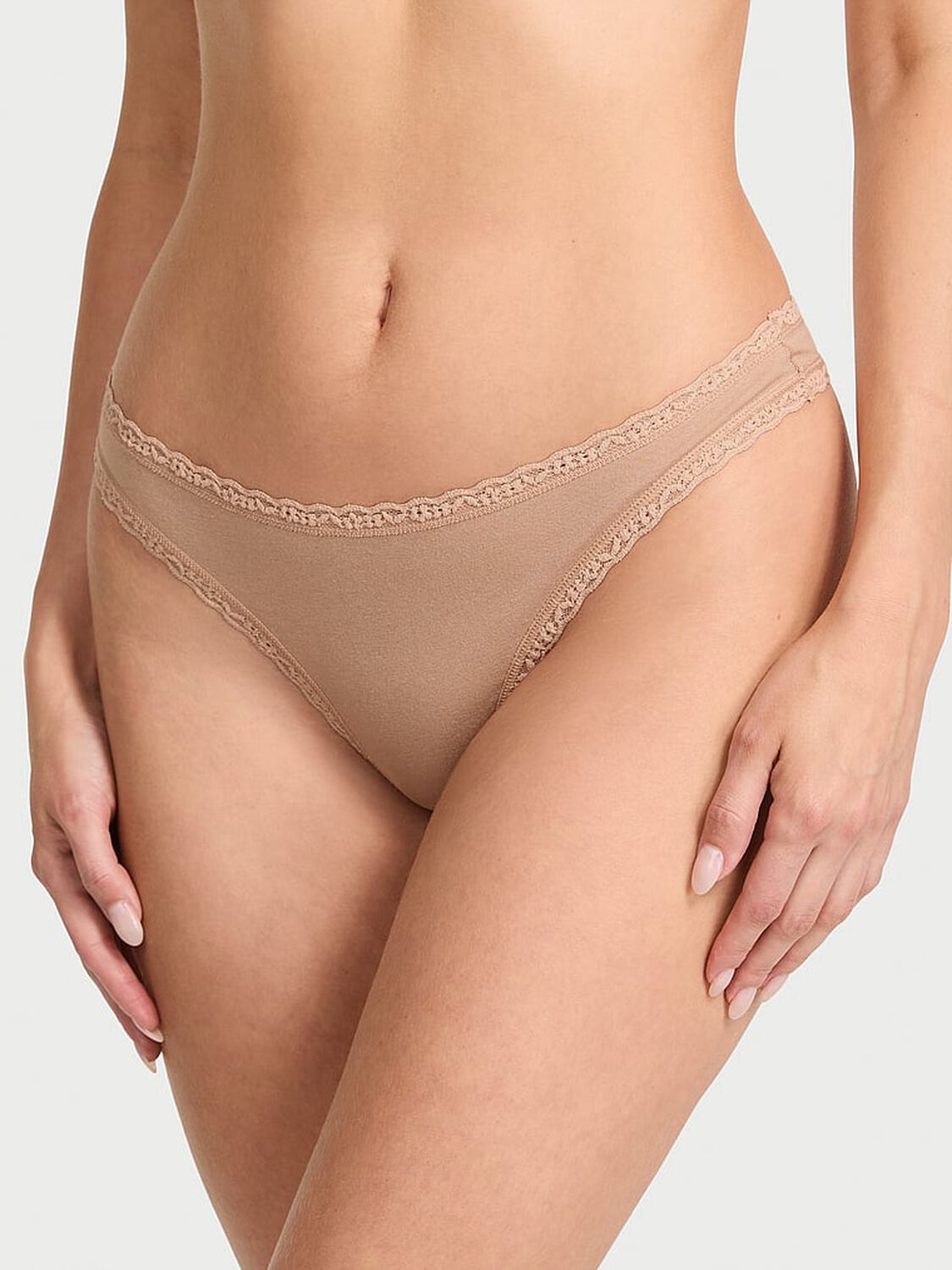 vs The Lacie Cotton Lace-Waist Thong Praline 1 of 3 