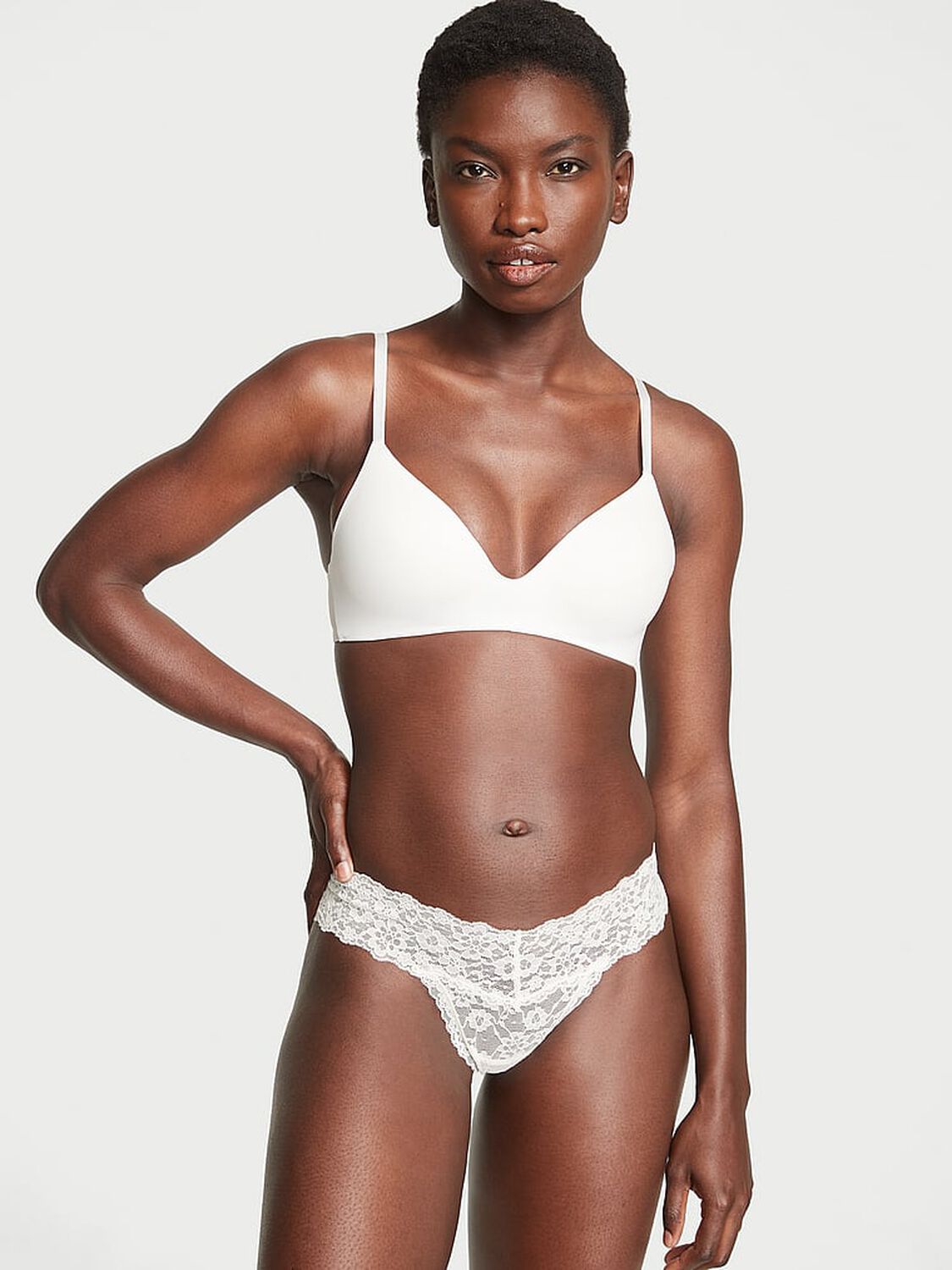 vs The Lacie Lace Thong Panty Coconut White 1 of 3 