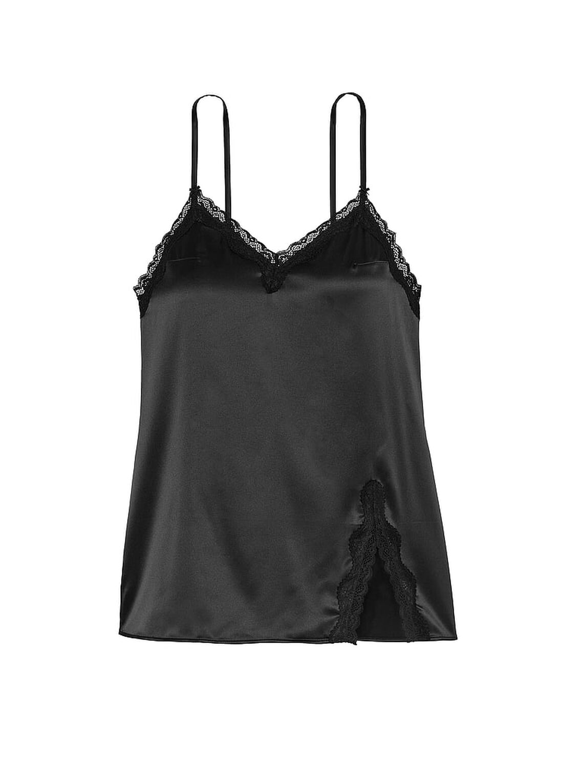 vs Victoria's Secret Tease Satin Lace-Trim Mini Slip Black 3 of 3 