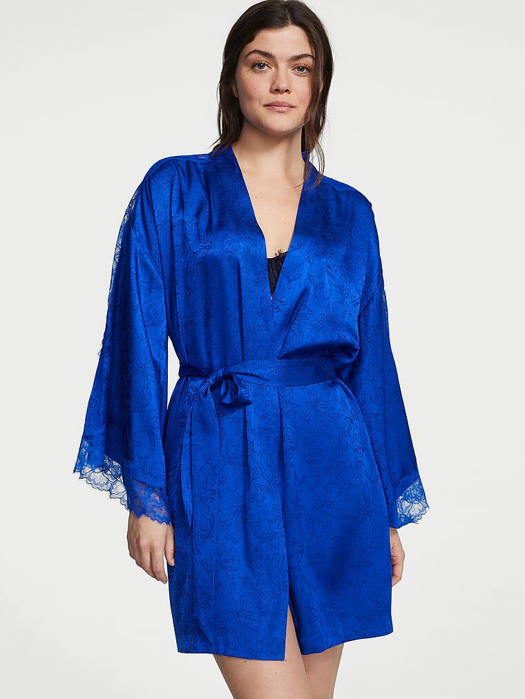 Luxe Satin Jacquard Lace Inset Robe | Victoria's Secret Australia