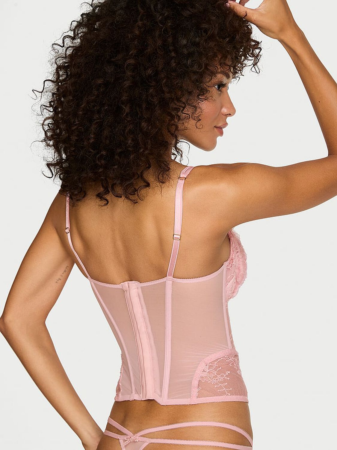 vs Dream Angels Wicked Rosette Reverie Embroidery Corset Top Chalk Rose 2 of 2 