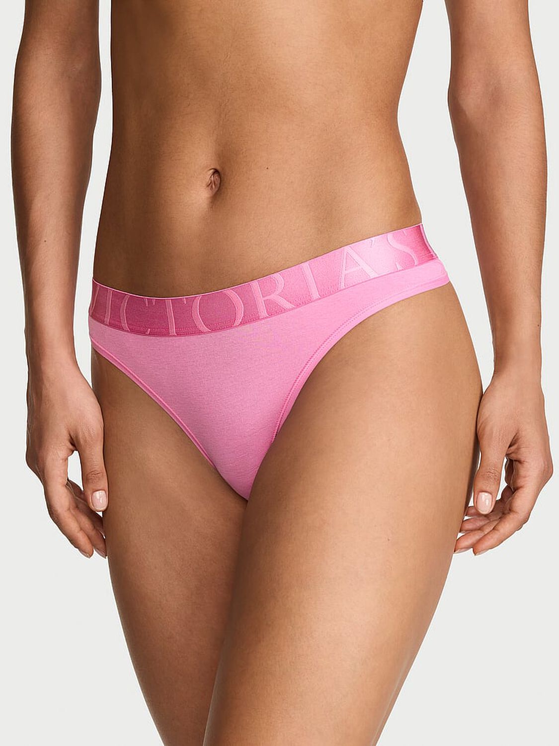 vs Cotton Exploded Logo Cotton Thong Panty Pink Sugar 1 of 3 
