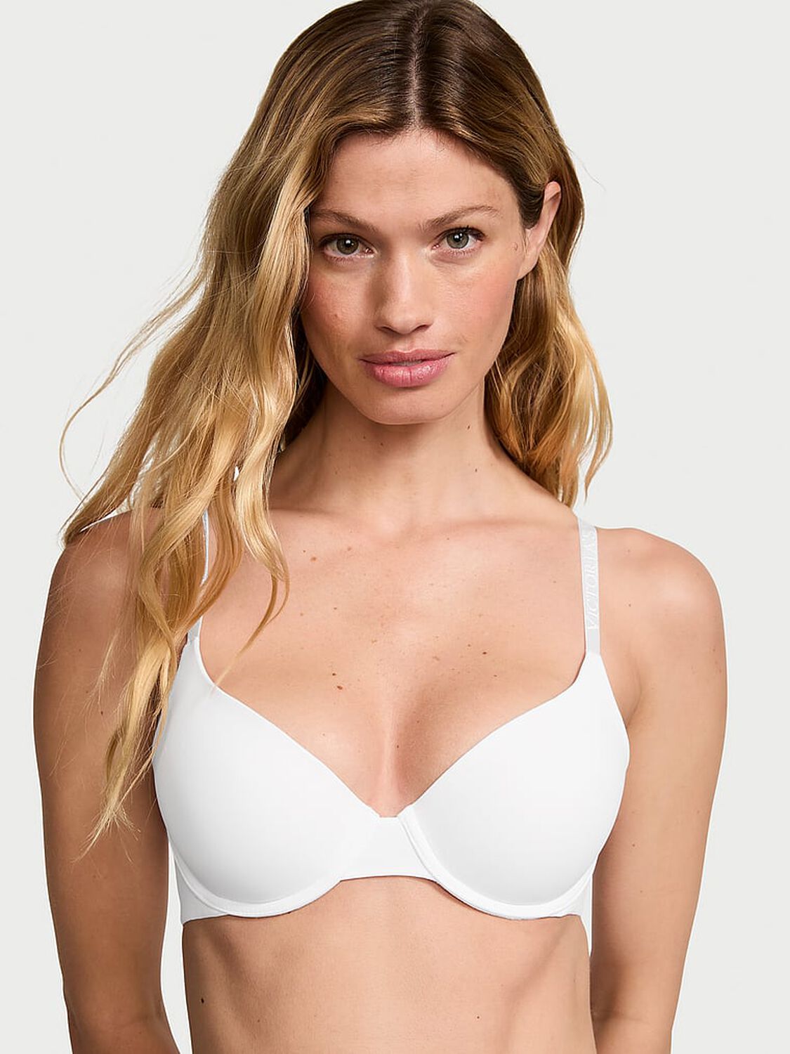 vs The T-Shirt Lightly Lined Smooth Demi Bra Vs White 1 of 3 