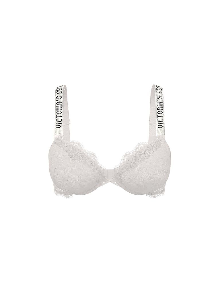 Bombshell Add-2-Cups Shine Strap Rose Lace Push-Up Bra Coconut