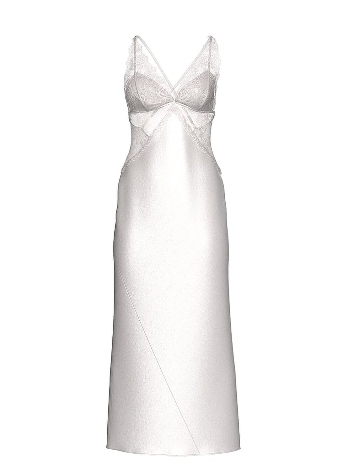 vs Very Sexy Satin Rose Lace Long Slip Dress Coconut White 3 of 3 