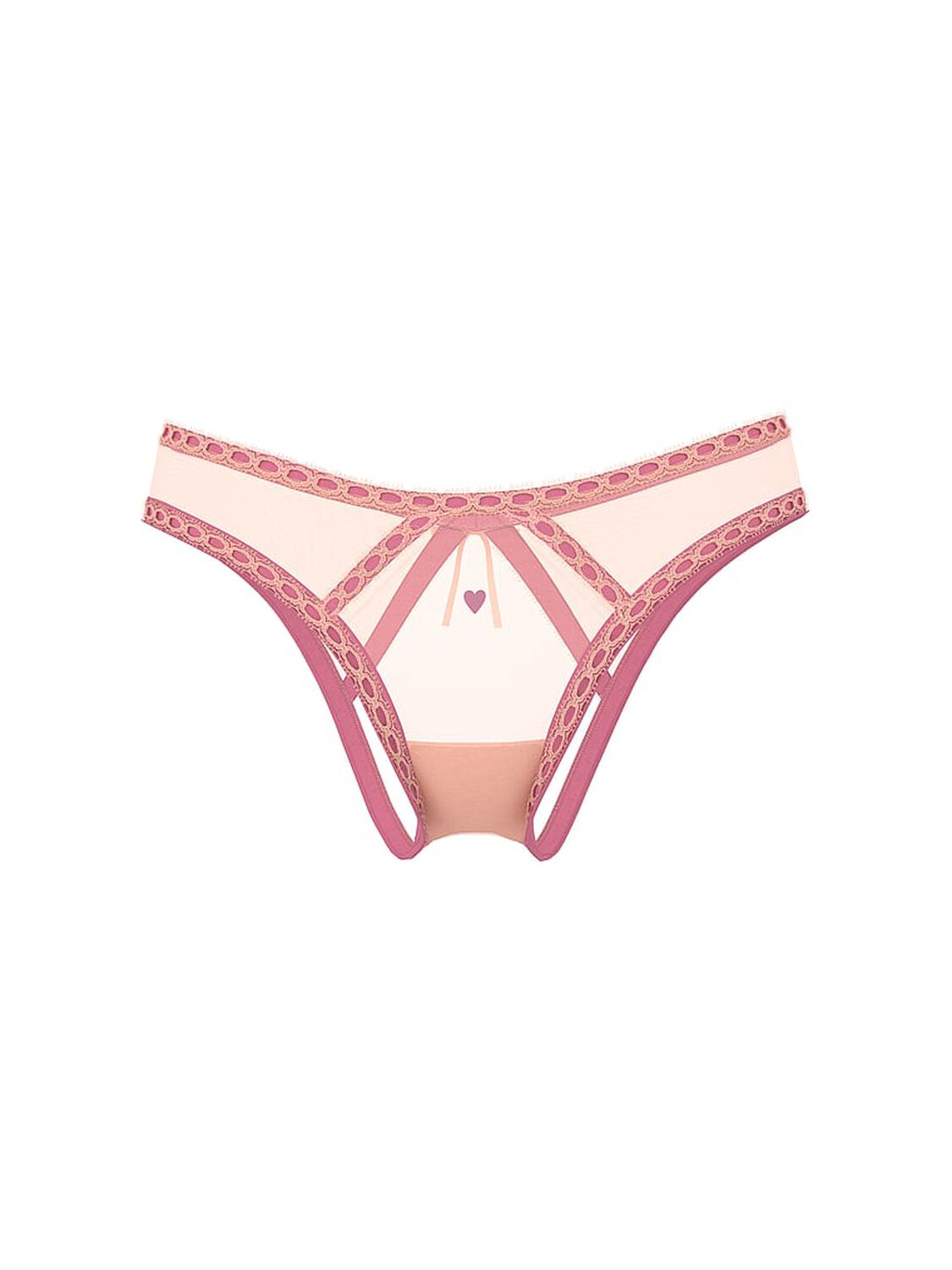 vs Dream Angels Sheer Ribbon Slot Open-Back Brazilian Panty Peach 3 of 4 