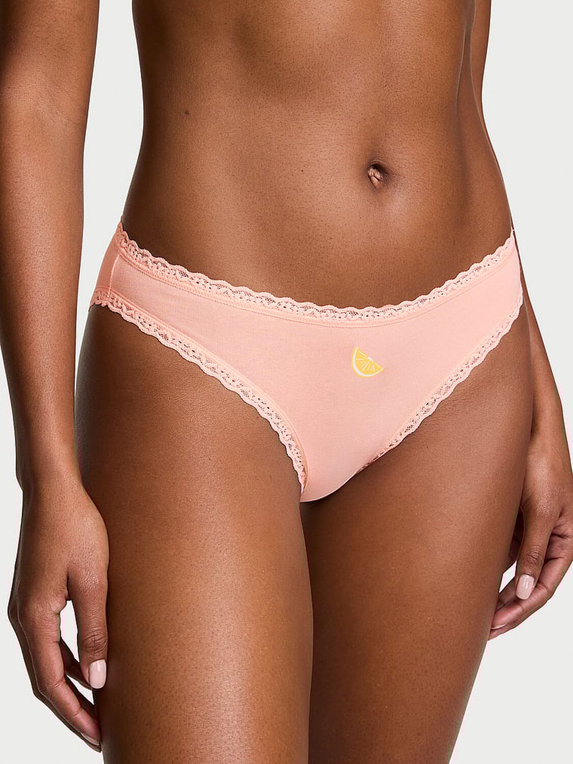 vs Lace Trim Lace-Waist Bikini Panty Pink Gin 1 of 3 