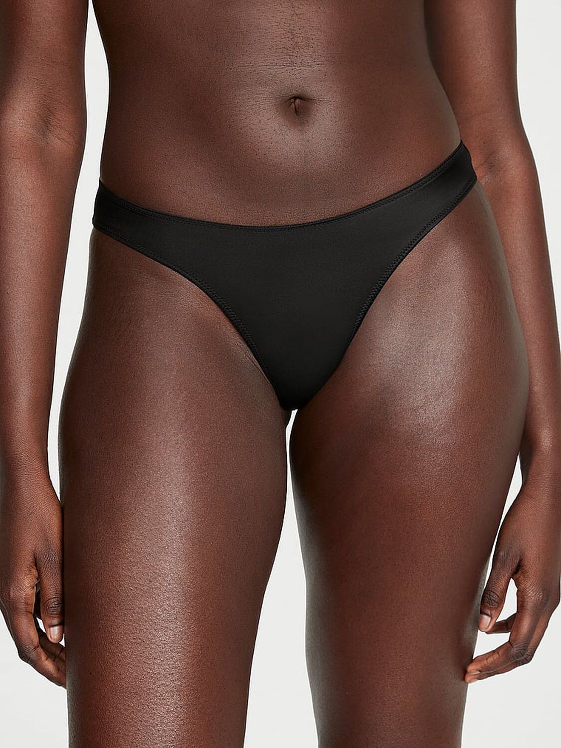 vs Very Sexy Shine Bow Satin Open-Back Brazilian Panty Black 1 of 4 