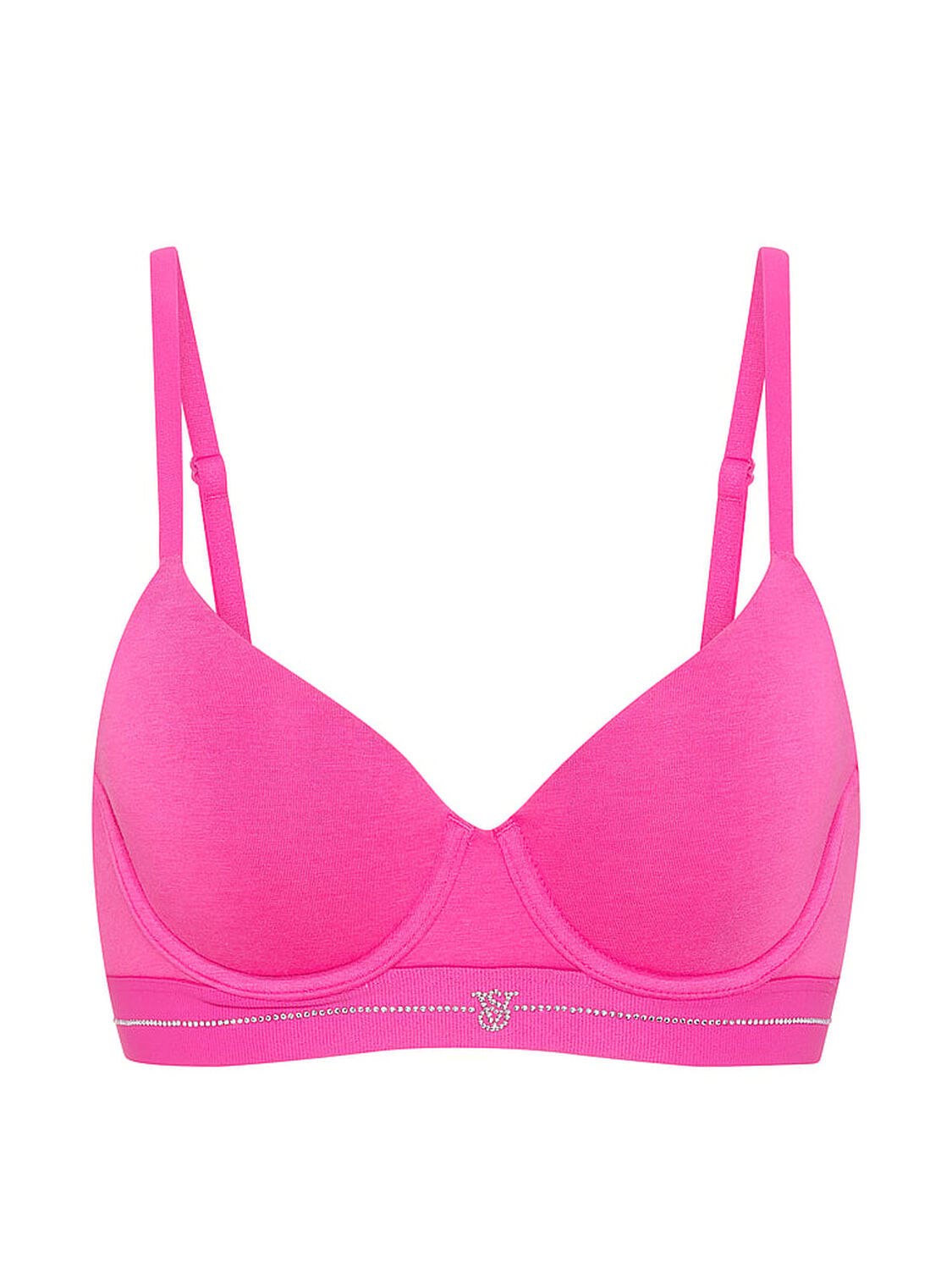 vs The T-Shirt Signature Shine Cotton Lightly Lined Demi Bra Pink Fire 3 of 3 