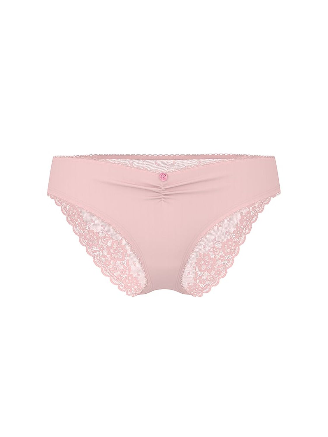 vs Victoria's Secret Stretch Cotton Heart Lace Bikini Panty Angel Pink 3 of 3 