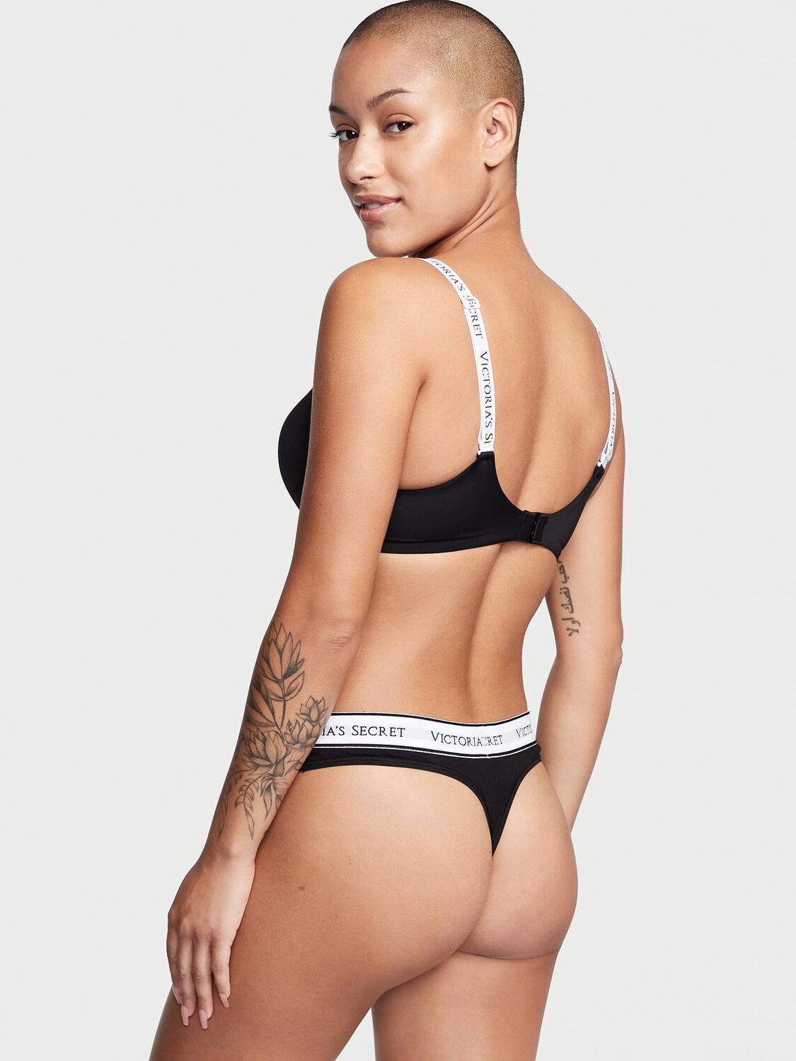 vs Cotton Logo Cotton Thong Panty Black 2 of 3 