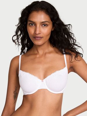 Cotton Shadow Stripe Unlined Demi Bra