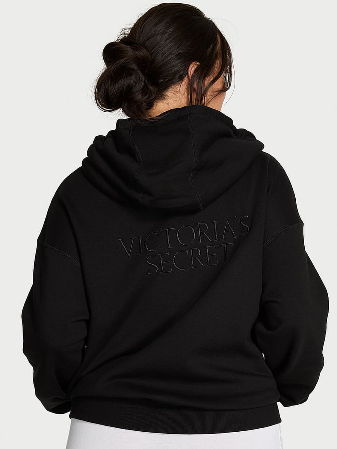 vs Angel Essentials Classic Fleece Full-Zip Hoodie Pure Black 2 of 3 