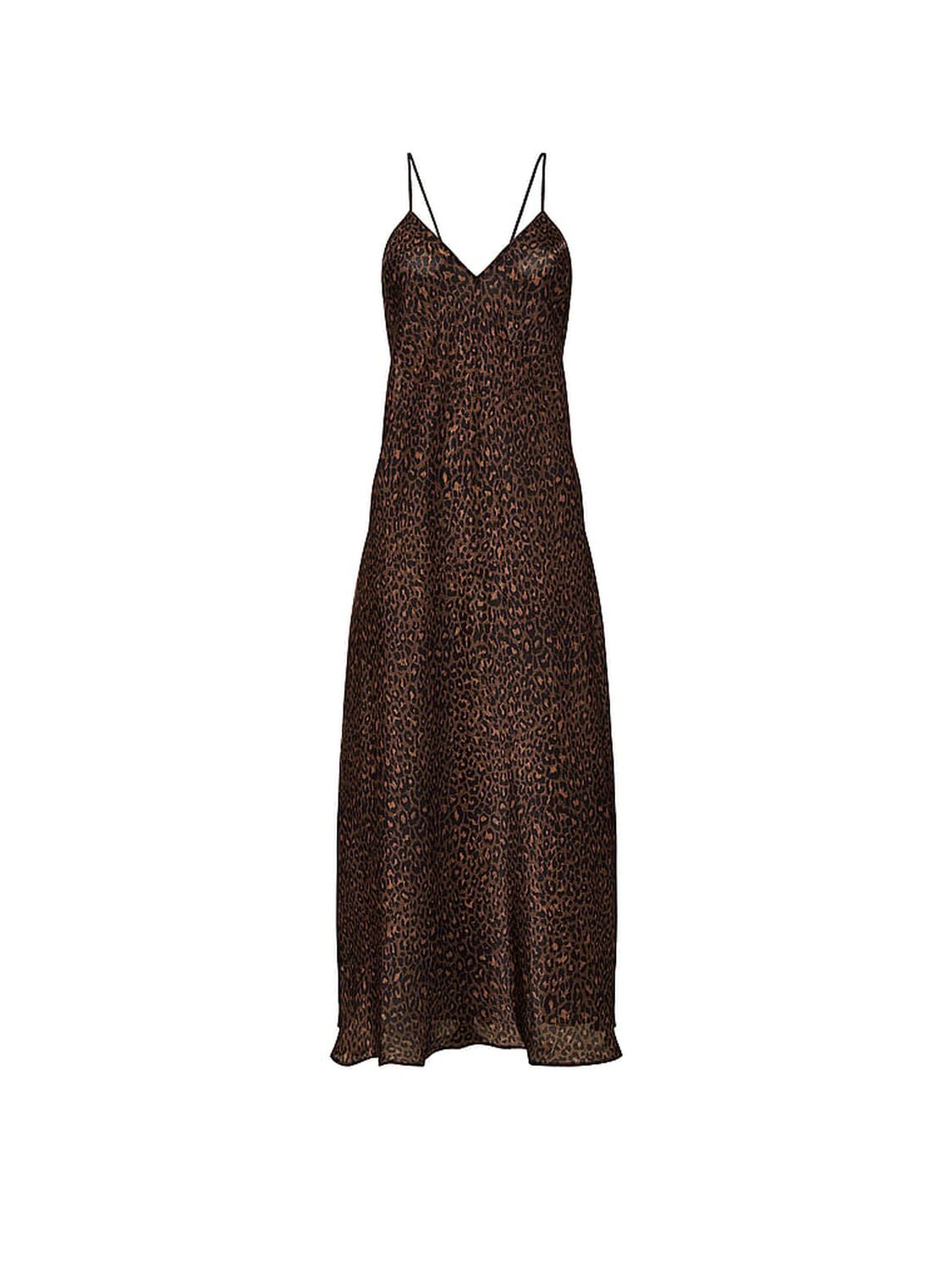 vs Victoria's Secret Luxe Sheer Satin Long Slip Dress Ganache Leopard 3 of 4 
