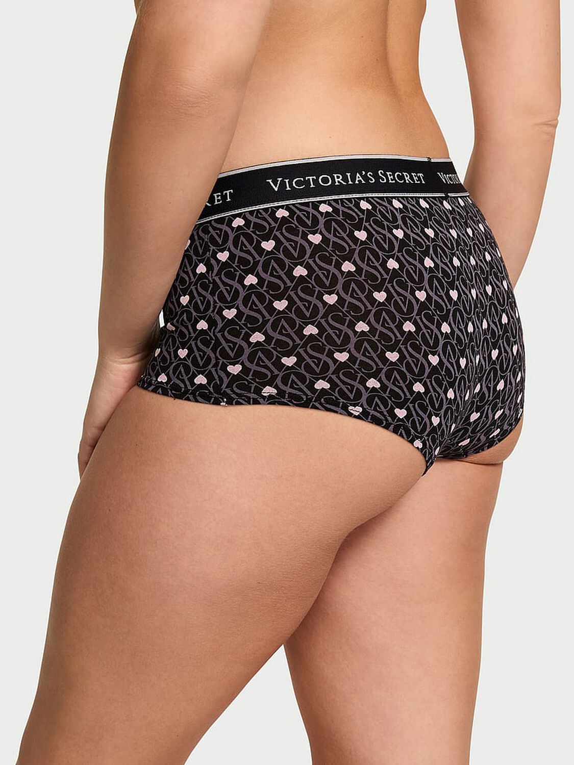 vs Cotton Logo Cotton Boyshort Panty Black Logo Hearts 2 of 4 