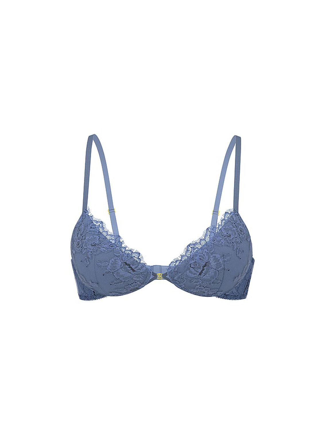 vs Very Sexy Denim Rose Lace Lightly Lined Plunge Demi Bra Denim Blue 3 of 3 